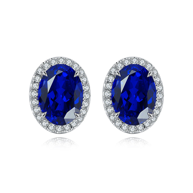 S925 Boucles d'oreilles en saphir rubis, en argent 1,9g