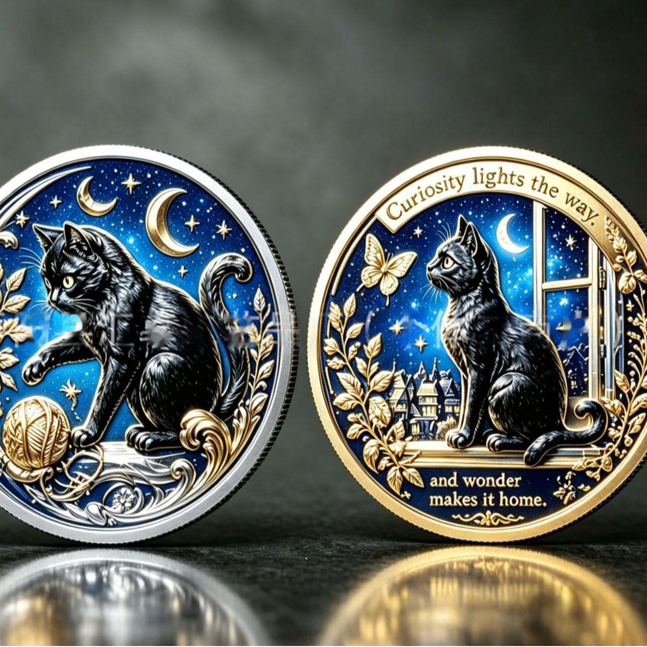 Mystère Black Cat Lunar Phase Relief collectible Commemorative Coin