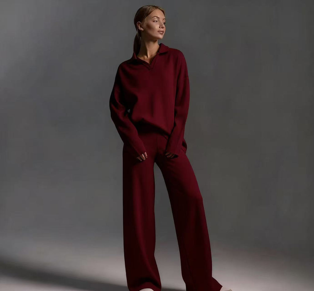 Mode Amazon TikTok Européen et américain Solid Couleur Automne Hiver costume avec Polo Collier