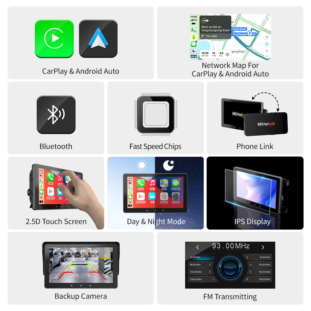 7 Voiture sans fil CarPlay Display Cigarette Lighter Interface Suction Cup Universal