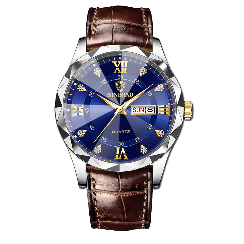 Véritable montre Quartz d'étudiant homme en cuir imperméable à l'eau
