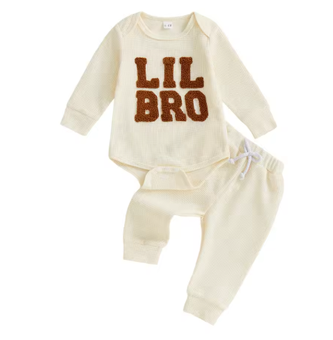 Costume de bébé en tricot de gaufre européen et américain bleu