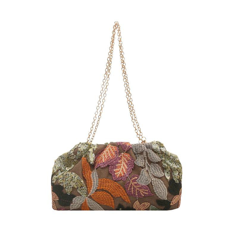 Sac à embrayage de mode brodé chaîne