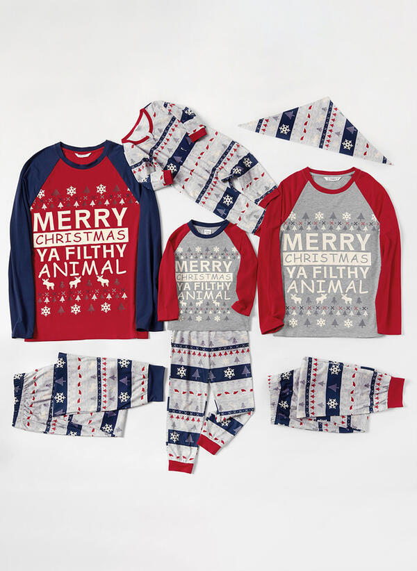 Robe de Noël pour parent-enfant Lettre Imprimer Col rond