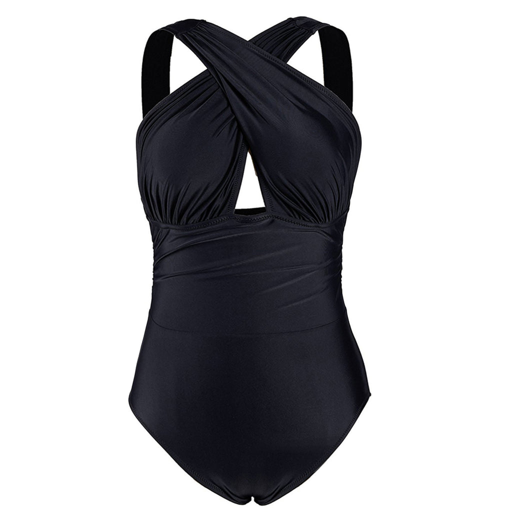 Femmes Grande Taille Une pièce Couverture croisée Nylon Qualité Plus Maillot de bain en fertilisant