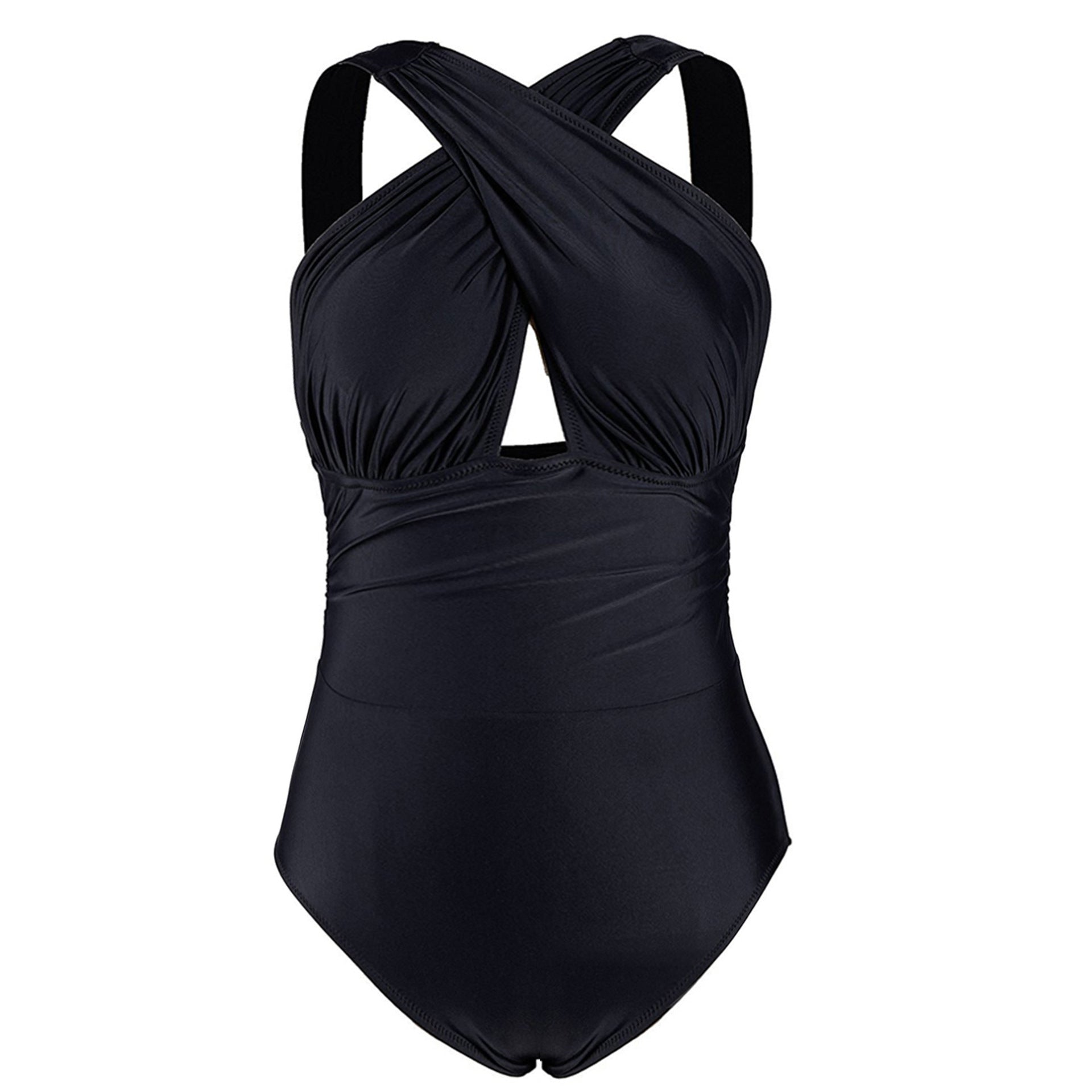 Femmes Grande Taille Une pièce Couverture croisée Nylon Qualité Plus Maillot de bain en fertilisant