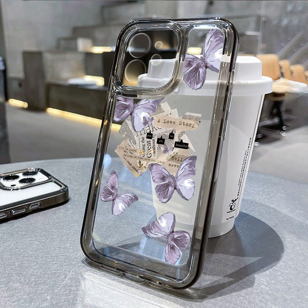 Ins Style Purple Butterfly boîtier de téléphone en silicone
