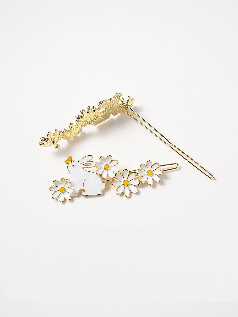 Sweet Girl mignon côté Clip Lapin Fleurs Barrettes