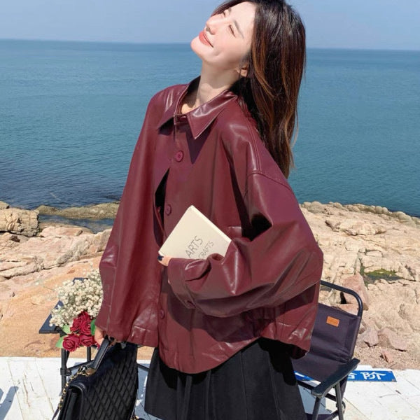 Veste en cuir Retro Relaxed