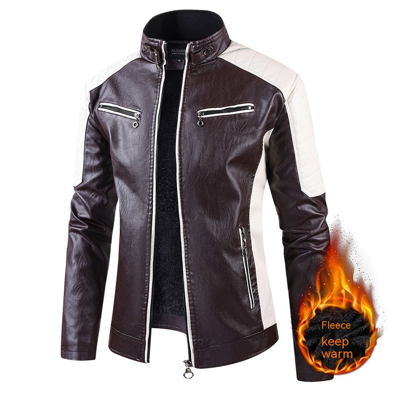 Taille européenne Automne et hiver Loisirs Cuir Men's Coat Flèche doublée