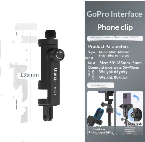 MA28 GoPro Interface Horizontale et Vertical Snap Phone Clip