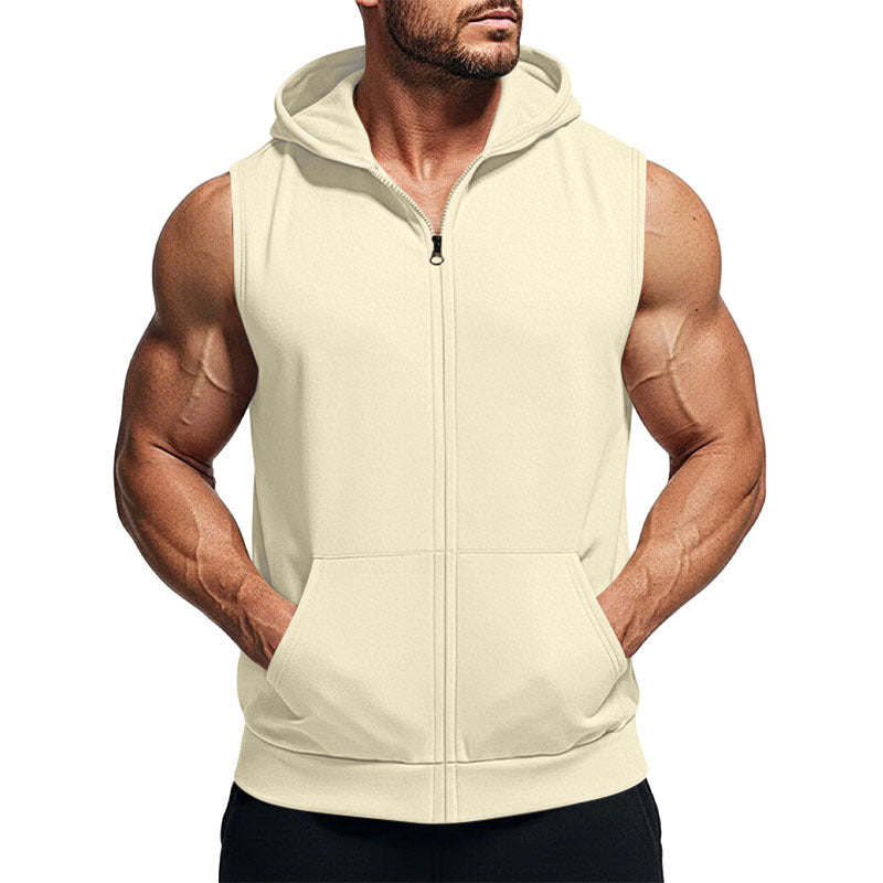 Men's Sporty Zip-Up Sleeveless Jacket