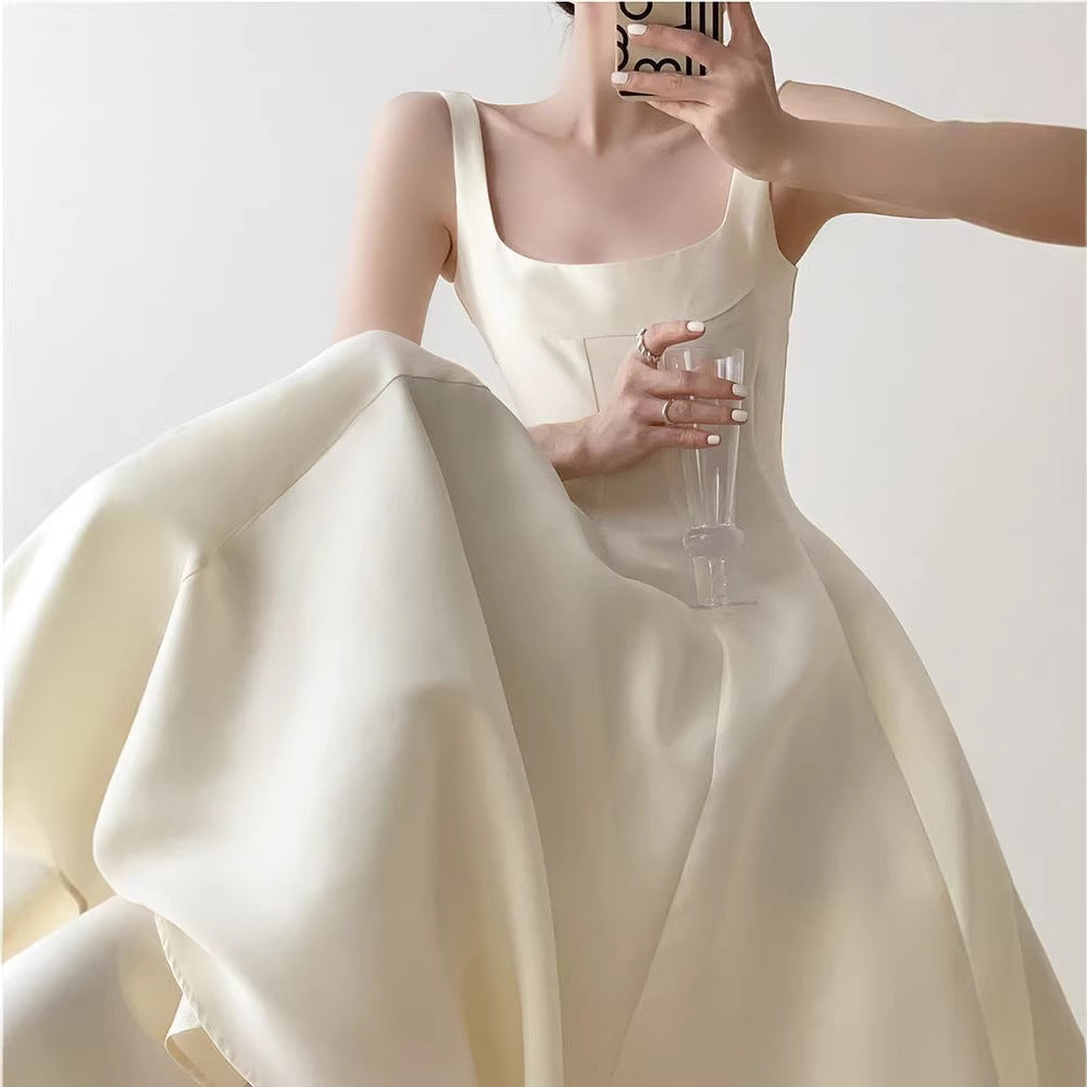 Robe de camisole sans manches de style français - Robe courte d'été Slim Fit pour femme