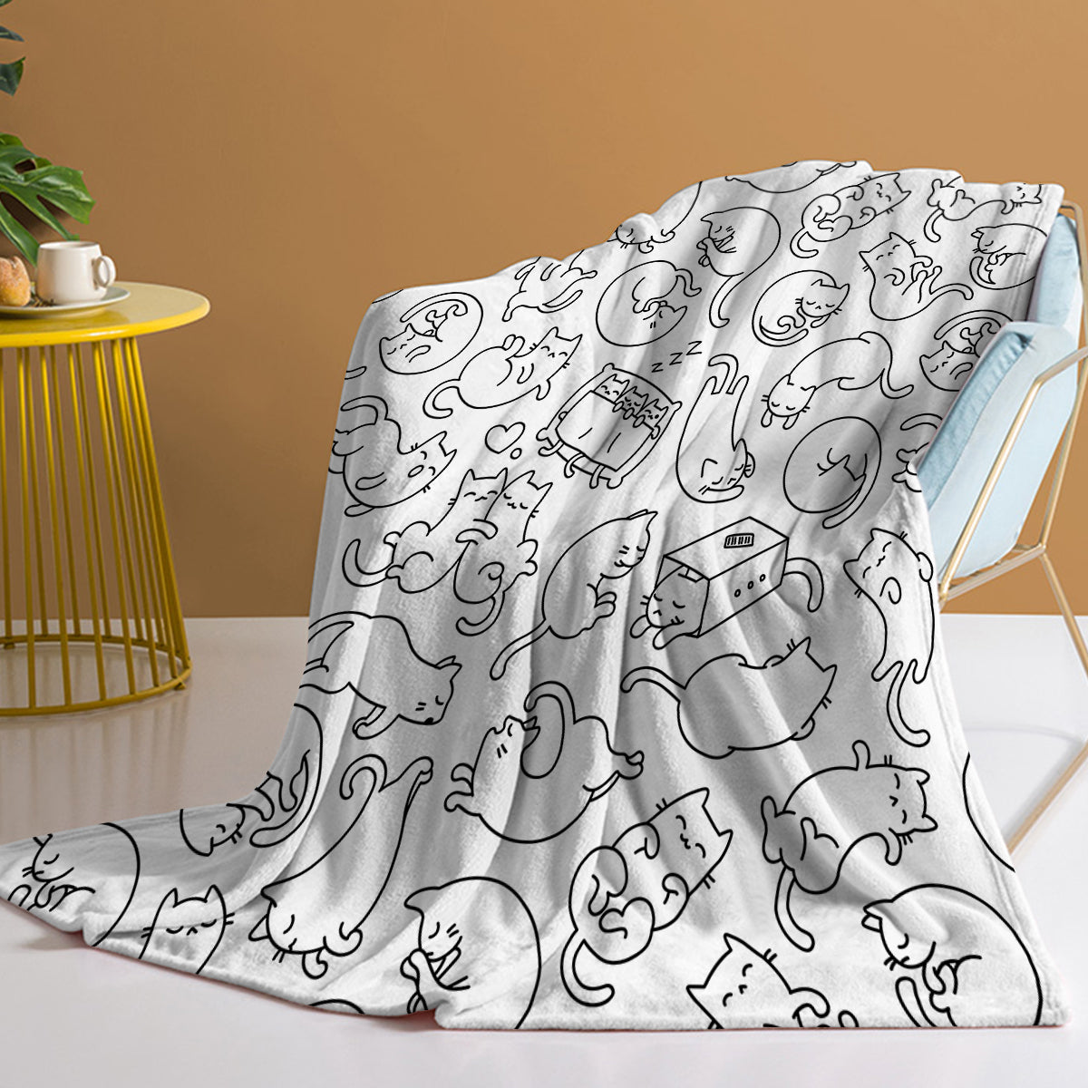Mini Chats Pattern Flannel Lancer la couverture Super Soft Fleece Blanket Animal Print Fluffy Plus