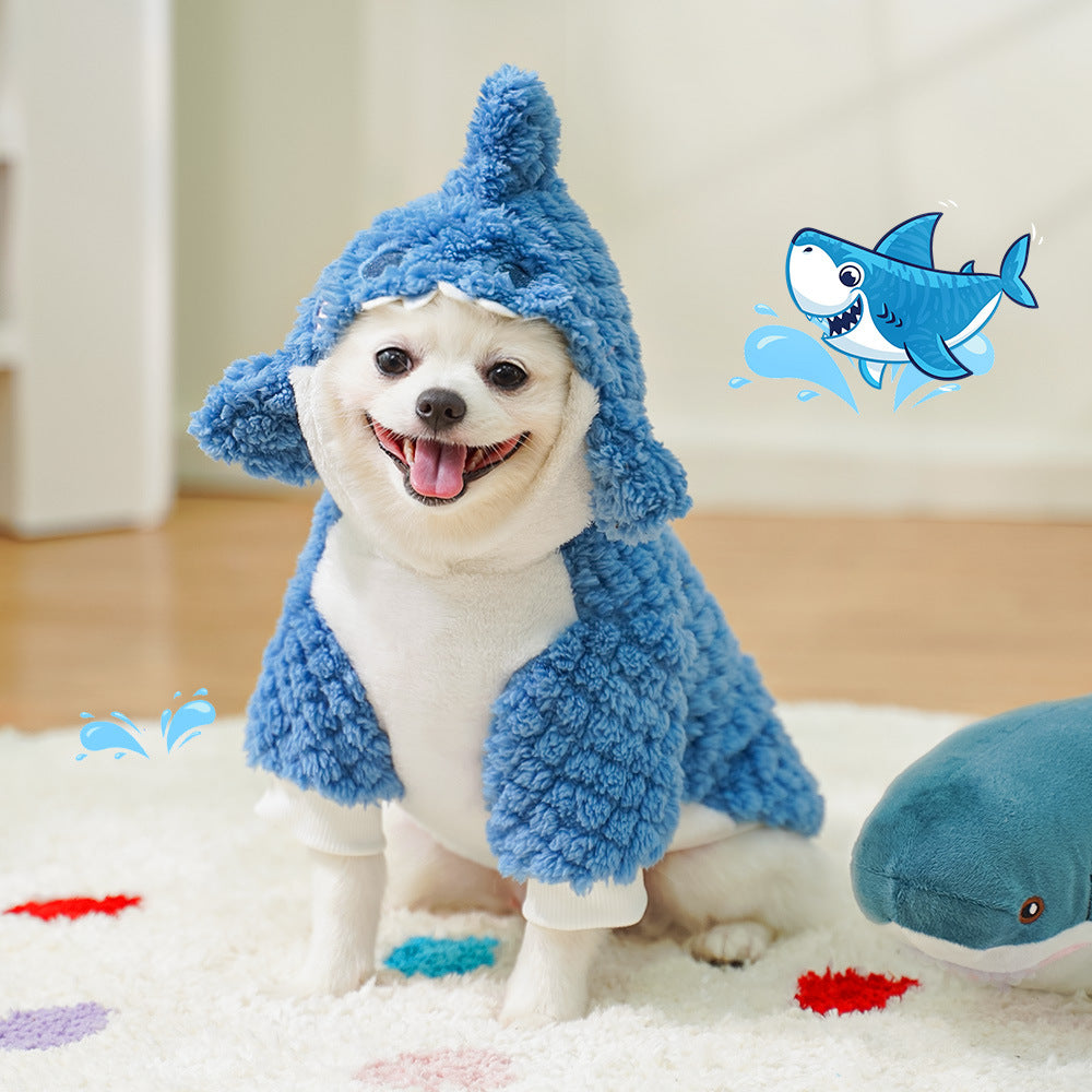 Shark mignon peluche épais chien vêtements de chat