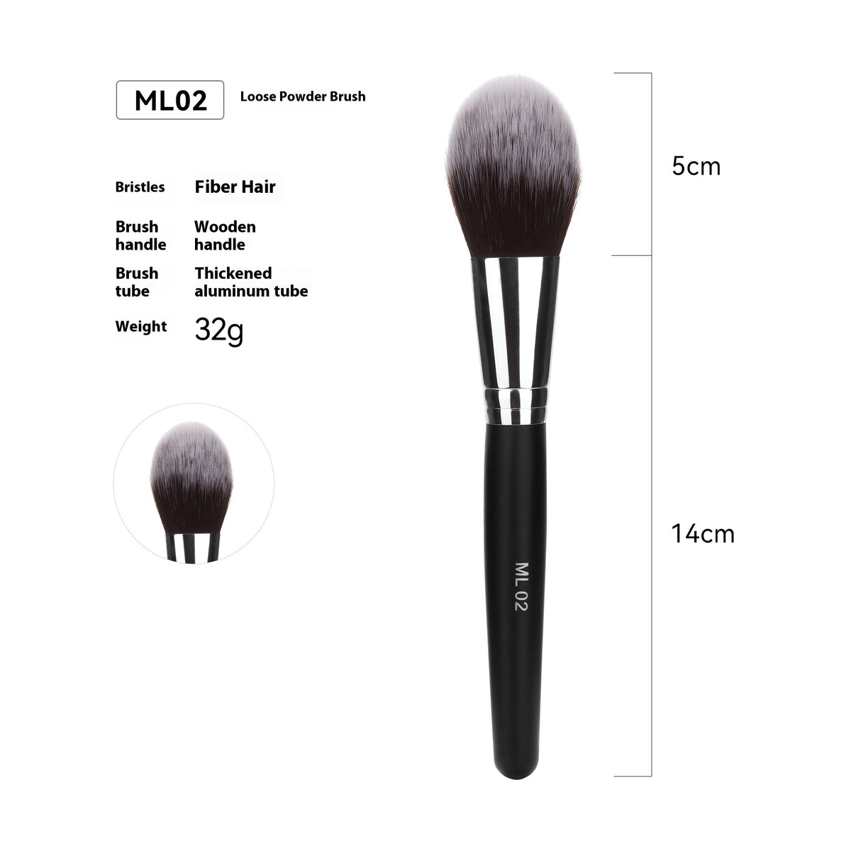 Vente Amazon Can Bulk 32 PCs Brush Suit Brush simple maquillage Sac en cuir avec poignée en bois