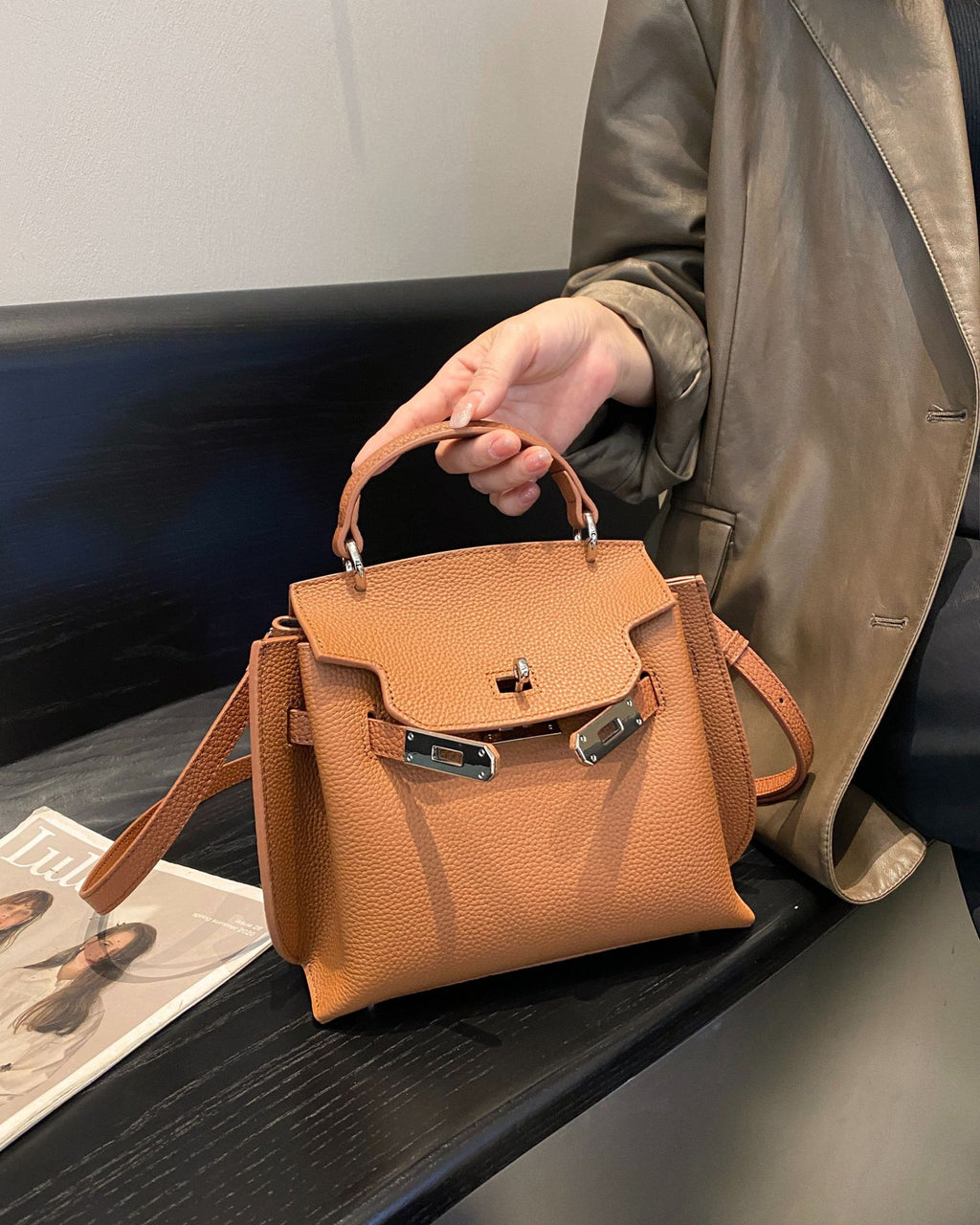 OEM-ODM Customisable TOGO Top-couche Cowhide Kelly Sac