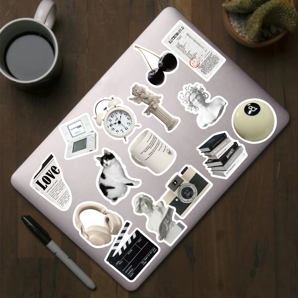 Black and White Style simple ordinateur portable café tasse de thé à thé imperméable peinture