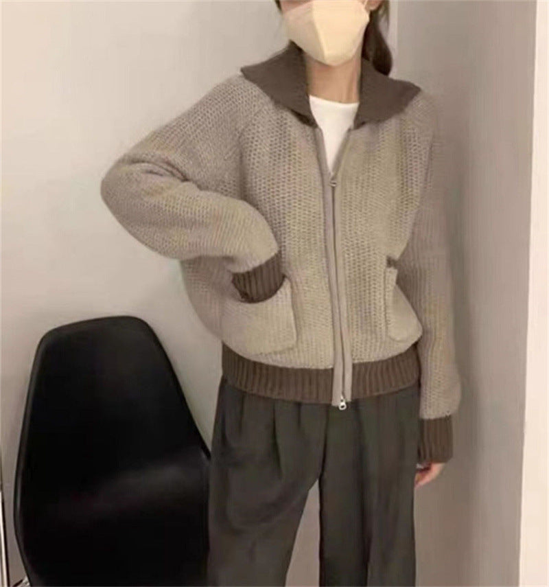 Cardigan tricoté pour femmes avec poches à double pointe