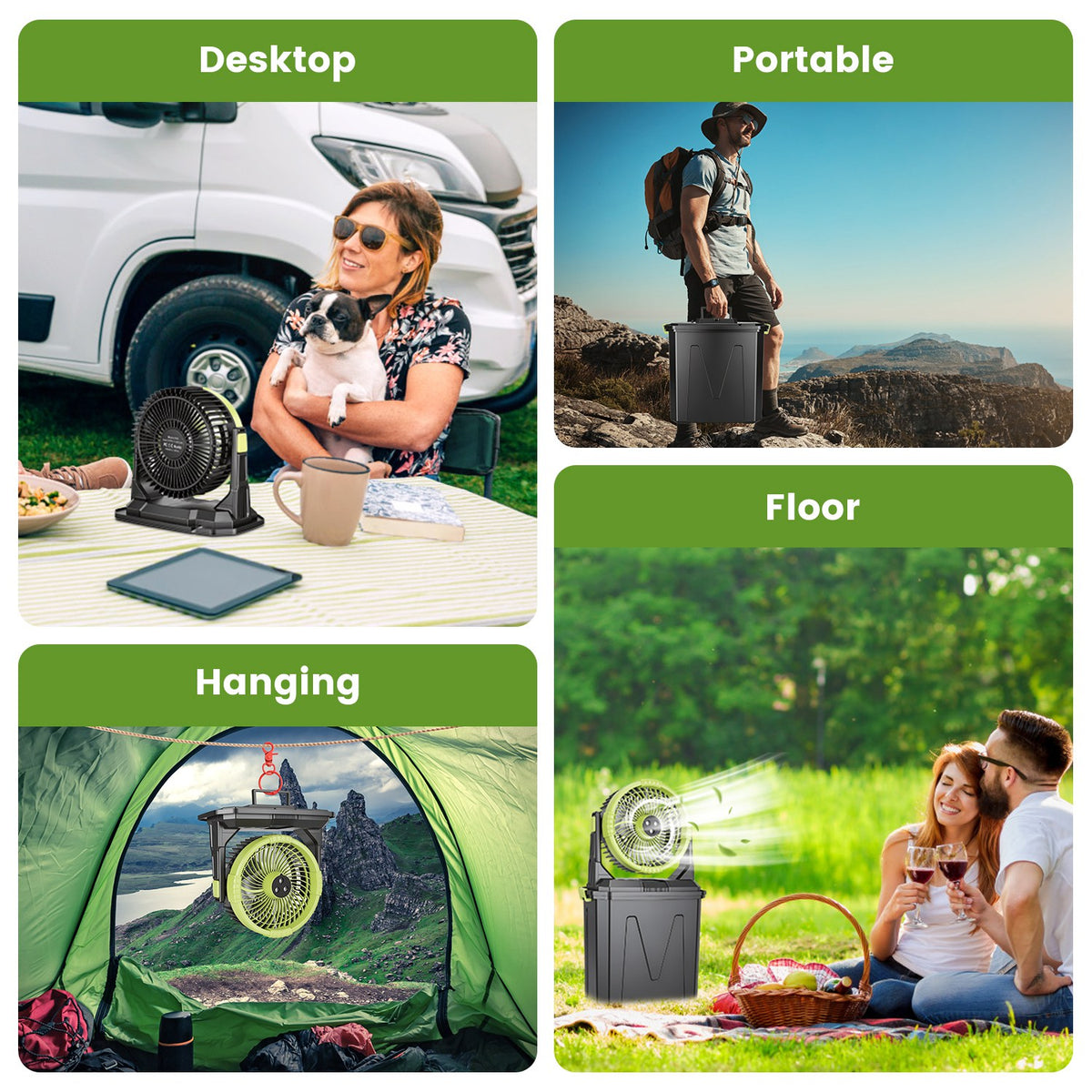1Pc 5 Dans 1 20000mAh 10L Bucket Ventilateur de brume portable Intérieur Extérieur Chargeable Camping Co