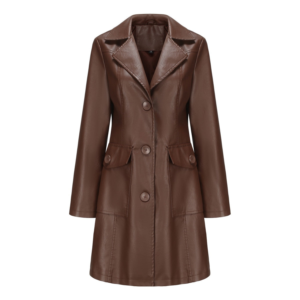 Vêtements de dessus en cuir long pour femmes