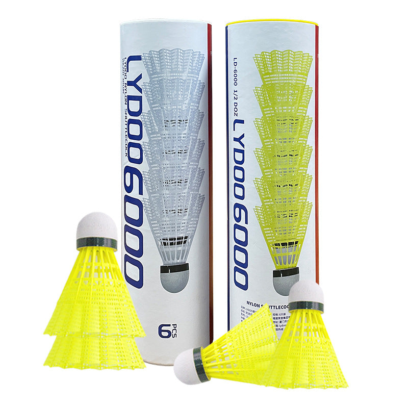LYDOO Badminton Training Nylon Badminton Natural Cork Ball Head Yellow Nylon Ball 6 Pack W