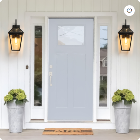 21inch H 2 Pack Outdoor Wall Lantern Light Modern Black Metal and Clear Glass for Porch