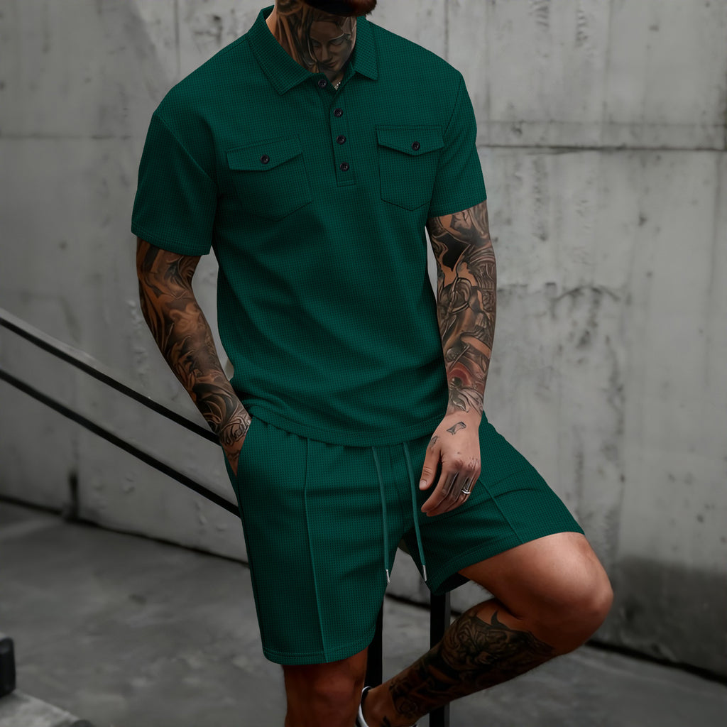 Ensemble de mode casual gaffle-weave homme