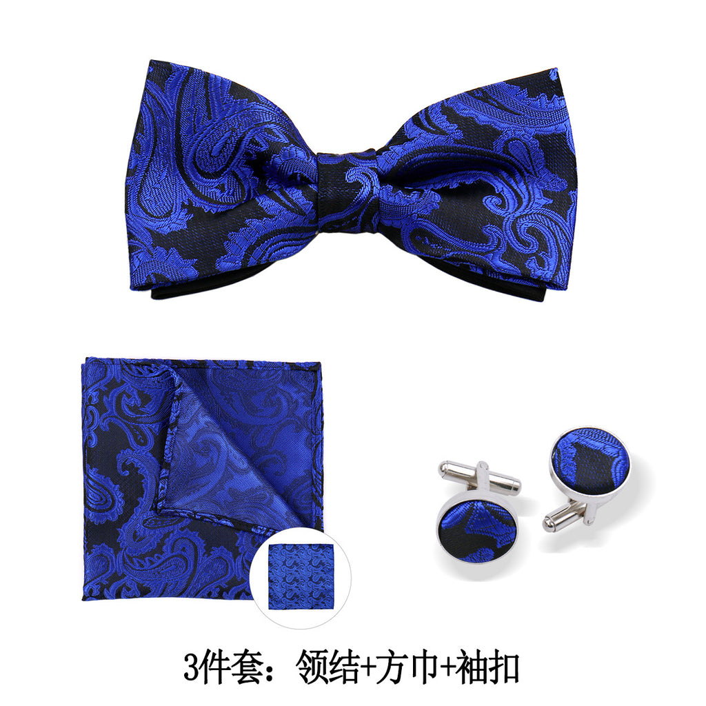 Mens Paisley Bow Tie Pocket Square et Cufflinks