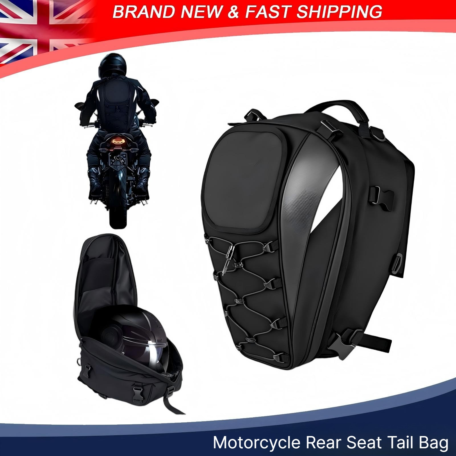 Siège arrière de moto Tail Bag Bagage de moto Sac à dos de rangement de casque gris