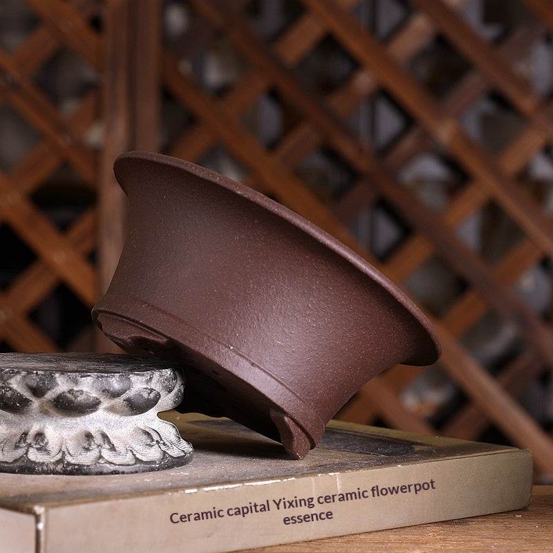 Pot à fleurs Zisha de taille moyenne avec une large bouche et une plante ronde et Bonsai Pot