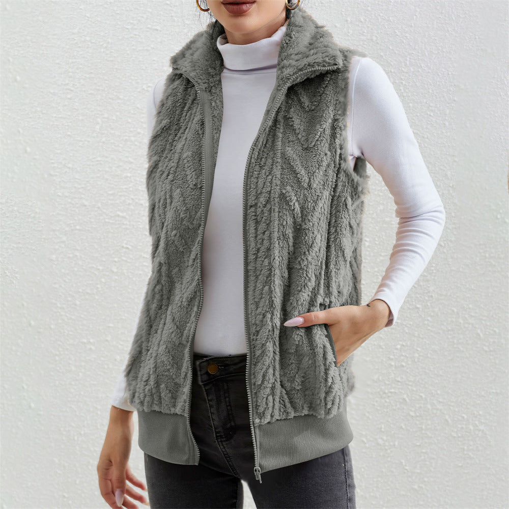 Veste sans manches Jacquard épais pour femmes