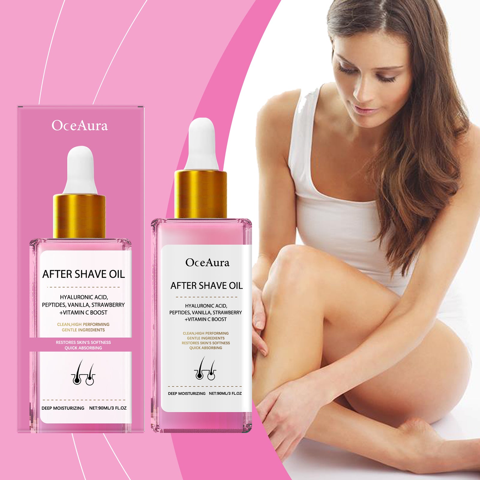 Enlèvement des cheveux et réparation du rasage Huile essentielle Fraise Flavo 90ml 1 boîte