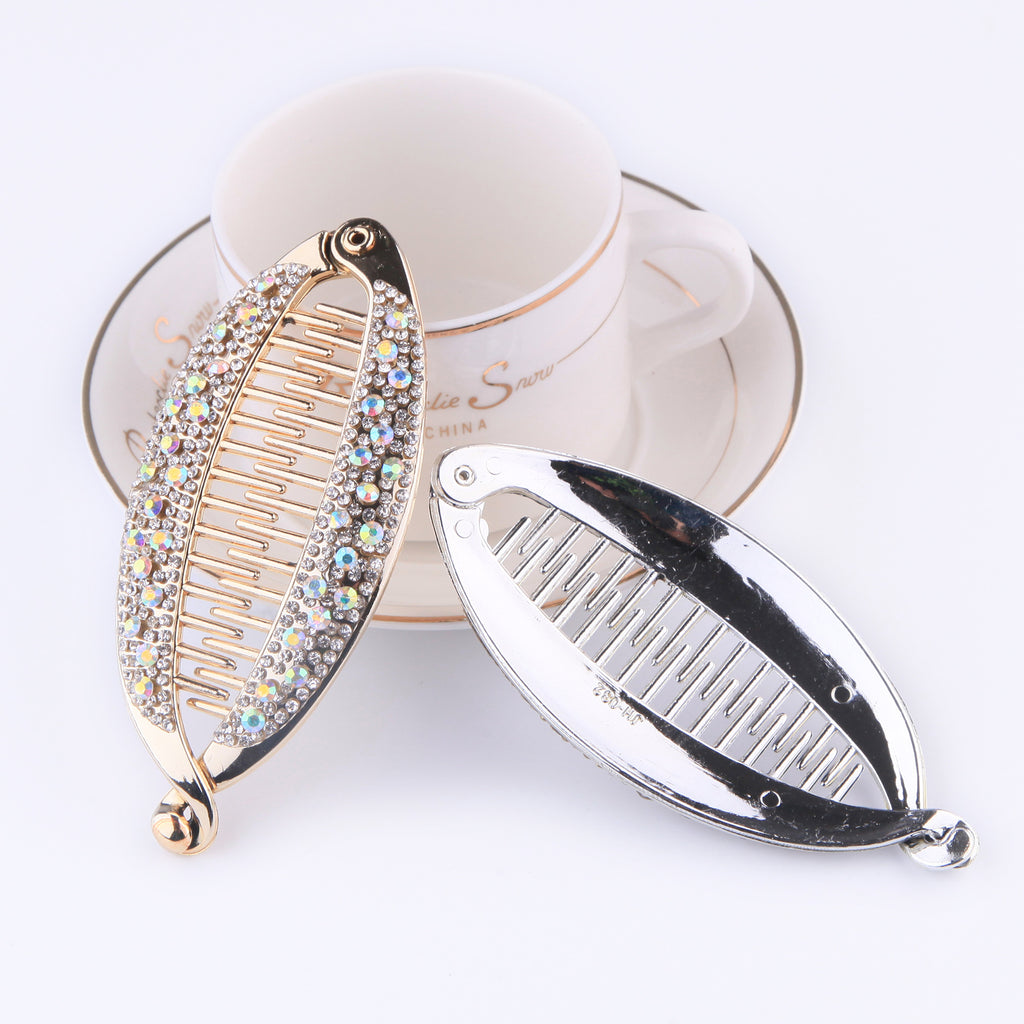 Diamant populaire Strass Electroplating Fish Banana Clip cheveux en forme de poisson