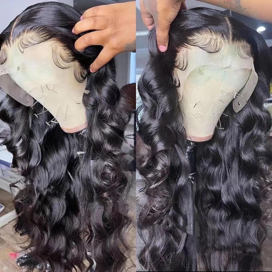 Femmes Long Curly Perruque avec une cape de dentelle