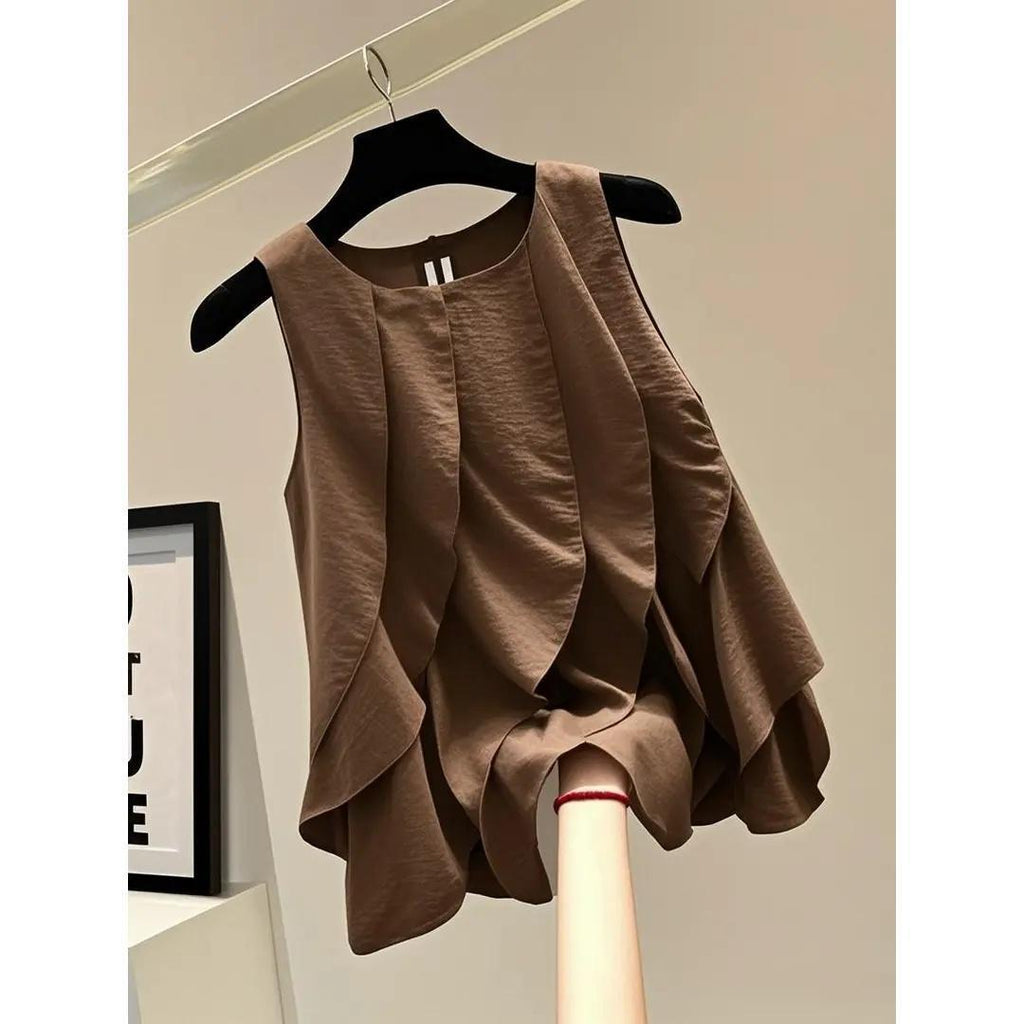Blouse sans manches volante pour femmes