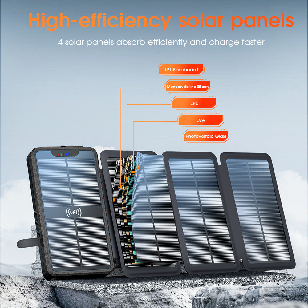 Banque de puissance portable avec panneaux pliables solaires intégrés