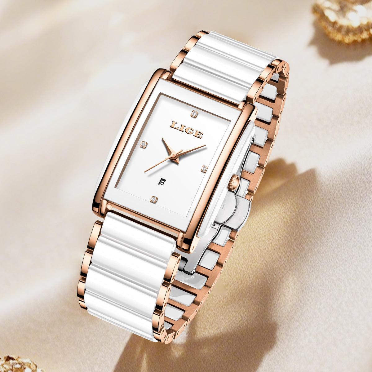 Mode Céramique en acier inoxydable couple montres Quartz montre