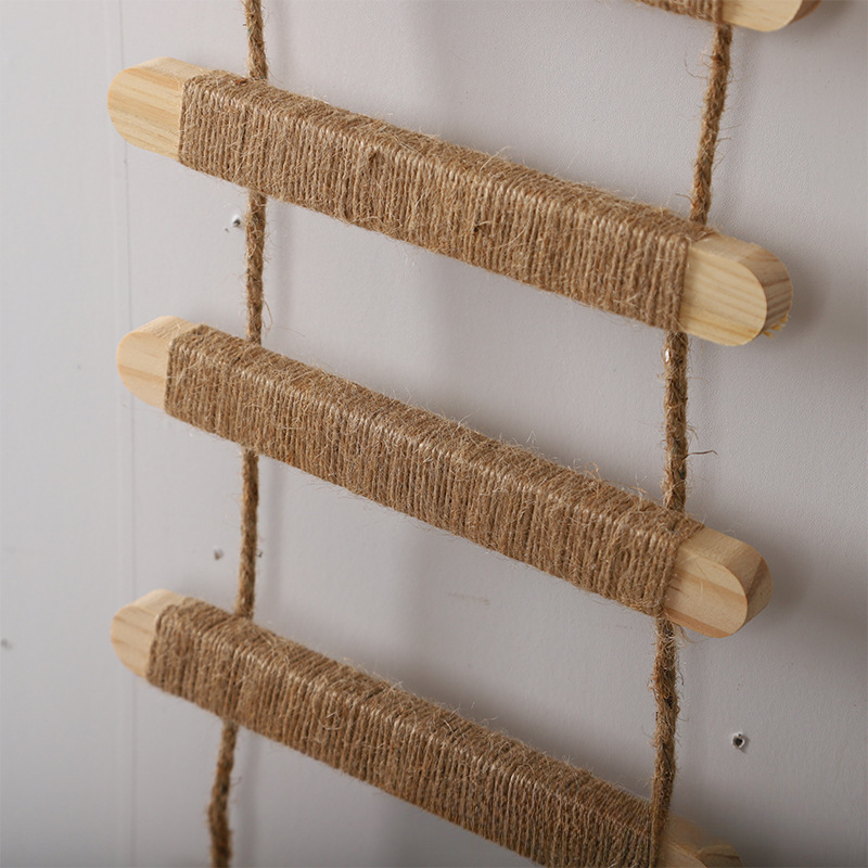 Échelle à corde de chat en bois massif bricolé avec corde sisale