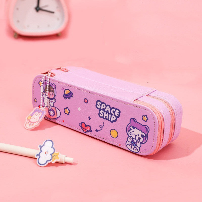 Boîte crayon de dessin animé cas mignon astronaute double-couche
