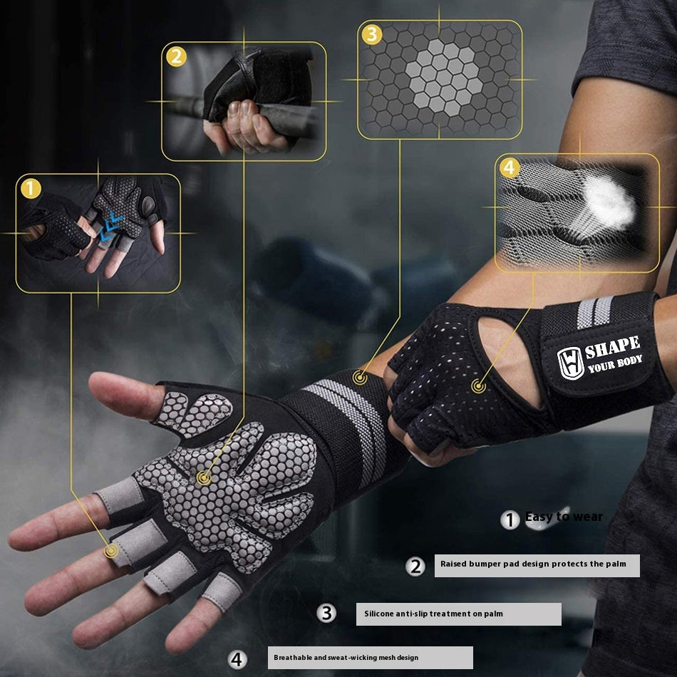 Gants de fitness haltérophilie pour les hommes et les femmes demi-finger sport anti-dérapant