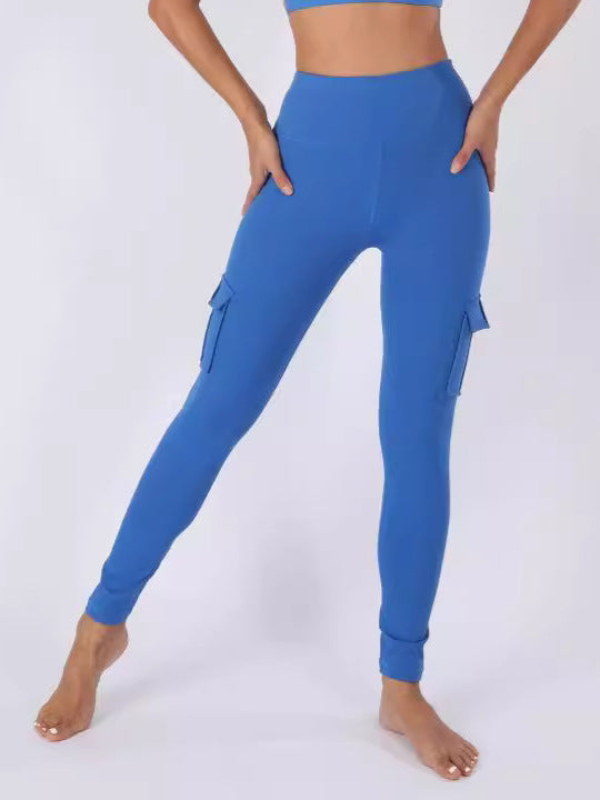 Sports multi-poches brossé Naked-Feel Yoga Slimming Tight Leggings pour les femmes avec haute Wa