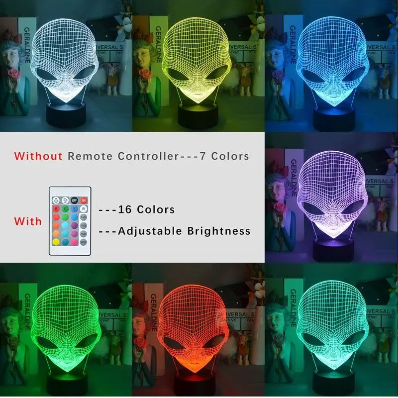 Pop-eyed Alien Shape 3D Night Light enfant cool présent pour B