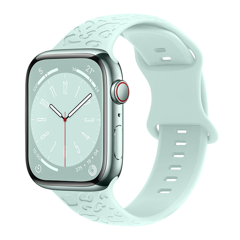 Applicable à Iwatch1-9 Generationultra3 Solid Color Leopard 8 mots Bracelet en silicone Buckle