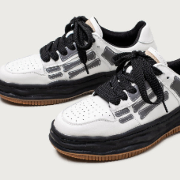 Reflective Bone Retro Platform Sneakers Hommes