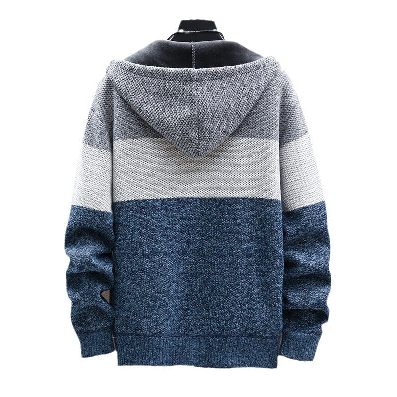 Printemps Et Automne Hommes Gradient Plus Velvet Chandail rembourré Grande Taille Manteau Couleur de mode