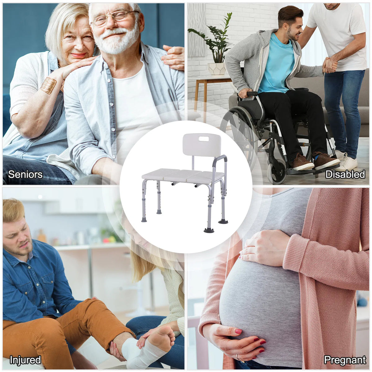 Chaise de transfert en aluminium avec pieds antidérapants