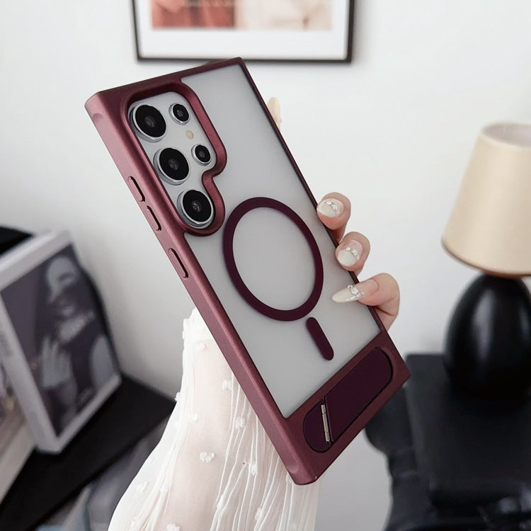 Dossier de téléphone pliant en métal Sentiment de peau magnétique