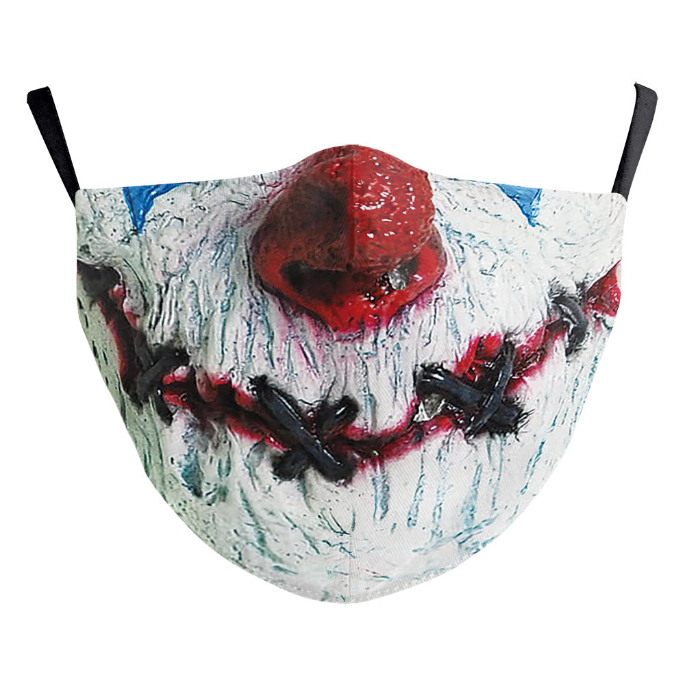 Halloween impression numérique drôle Horreur visage double couche masque de poussière