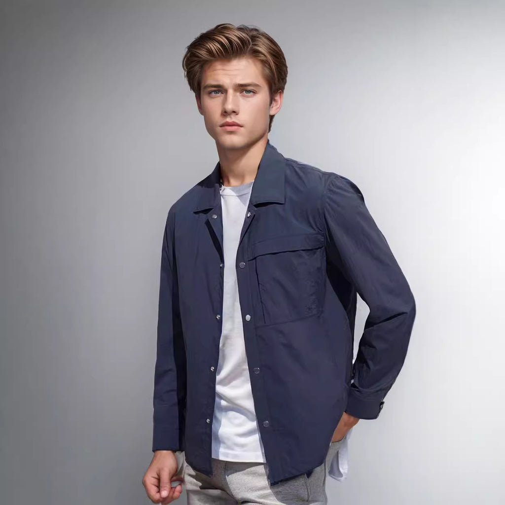 Veste de style Workwear de couleur solide avec de grandes poches pour un magasin